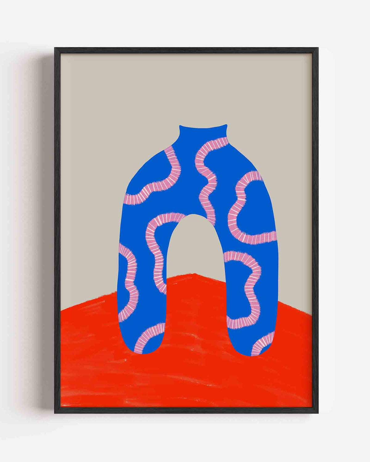 Abstracte blauwe vorm – Slow Living portret poster als wanddecoratie