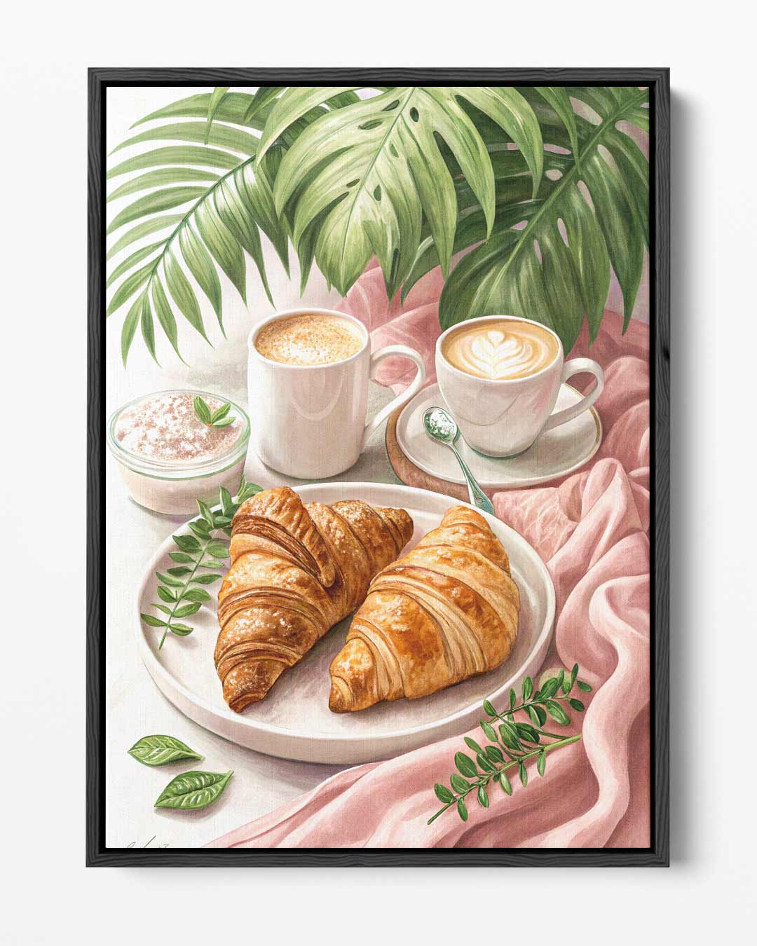 Croissants en Koffie Genot – portret kunstwerk als wanddecoratie
