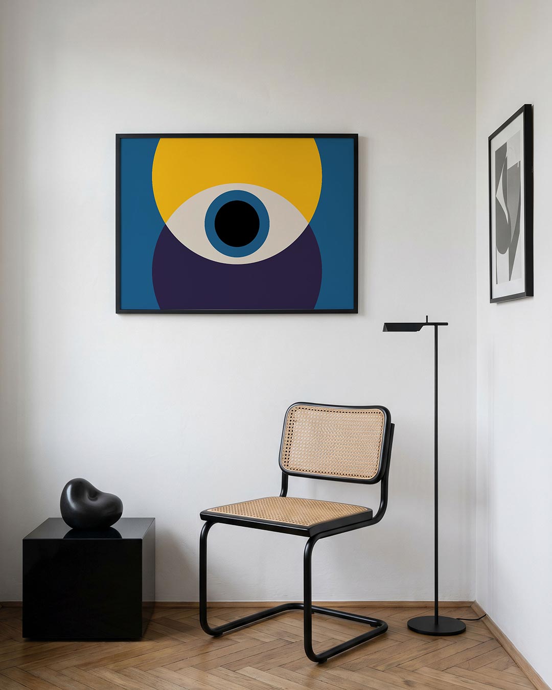 Cirkelvormen en kleurvlakken – geometrische Bauhaus poster in liggend formaat