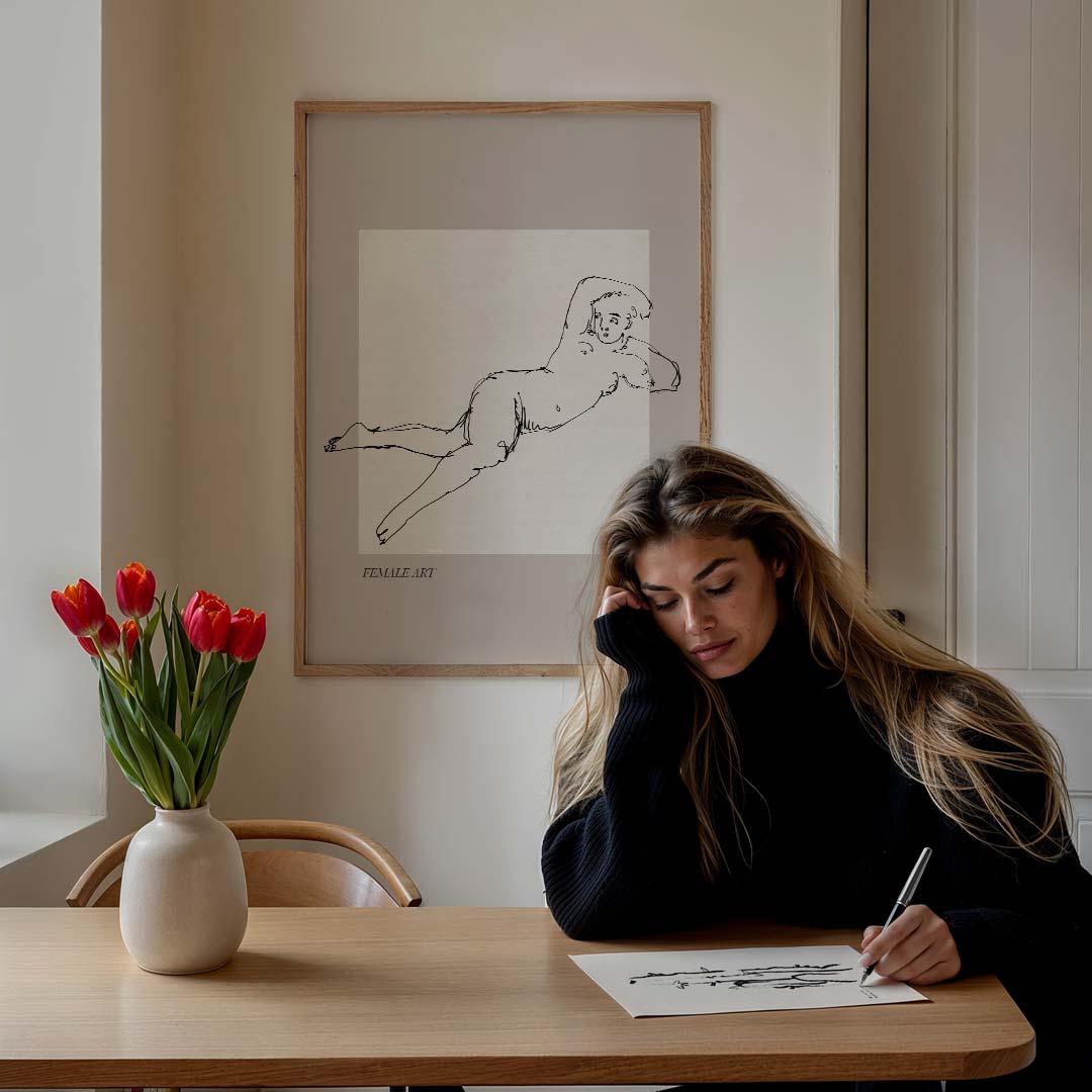 Elegante Lijntekening – lijntekening poster in staand formaat
