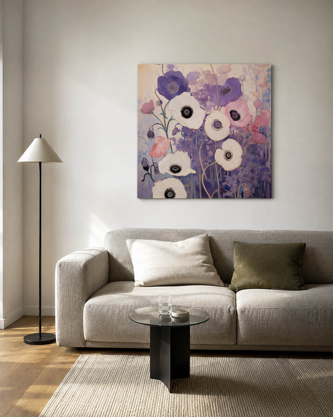 Bloemrijke harmonie kunstwerk – detailweergave – dit kunstwerk toont een levendig samenspel van bloemen in zachte tinten. De