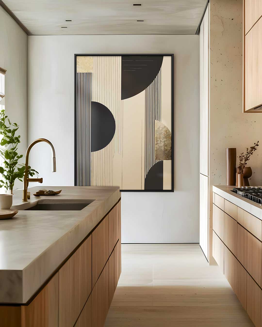 Moderne Geometrische Harmonie – dibond wanddecoratie in staand formaat
