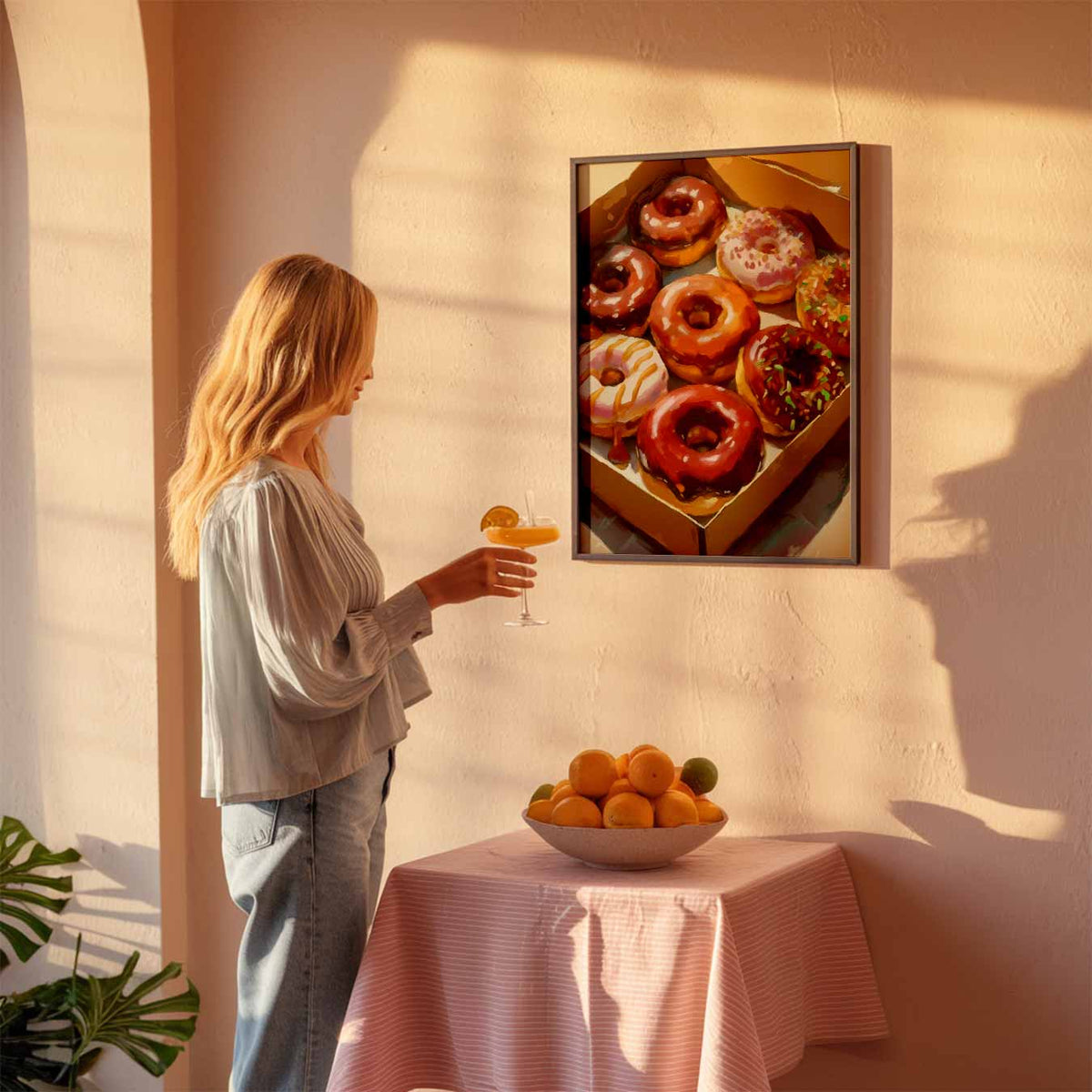 Donutliefde in Kunstvorm – keuken poster als sfeervolle staande wanddecoratie