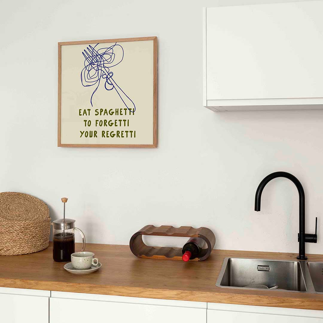 Spaghetti en vork – keukenposter in vierkant formaat