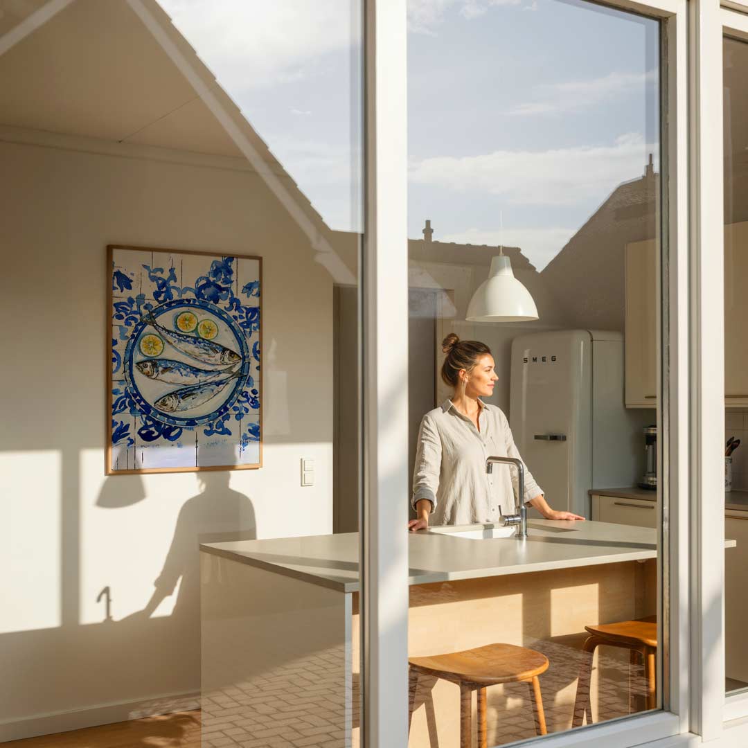 Mediterrane Visschaal – keukenposter in staand formaat