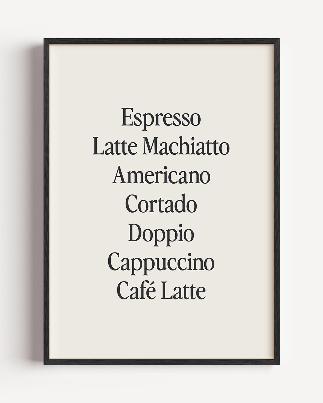 Koffievarianten Design – typografie portret poster als wanddecoratie