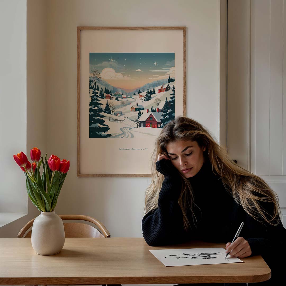 Magische Winterlandschap – feestelijke wandkunst als portret poster