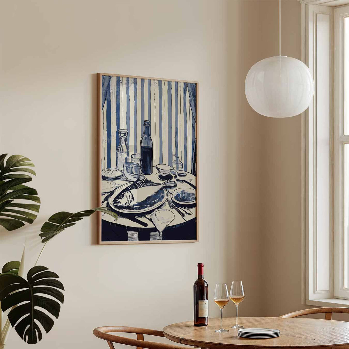 Elegante Tafelscène in Blauwtinten – keukenposter in staand formaat