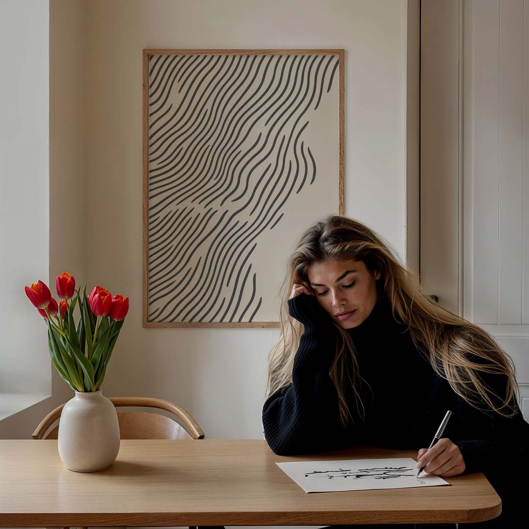 Golvende Lijnen Kunstposter – feestelijke wandkunst als portret poster