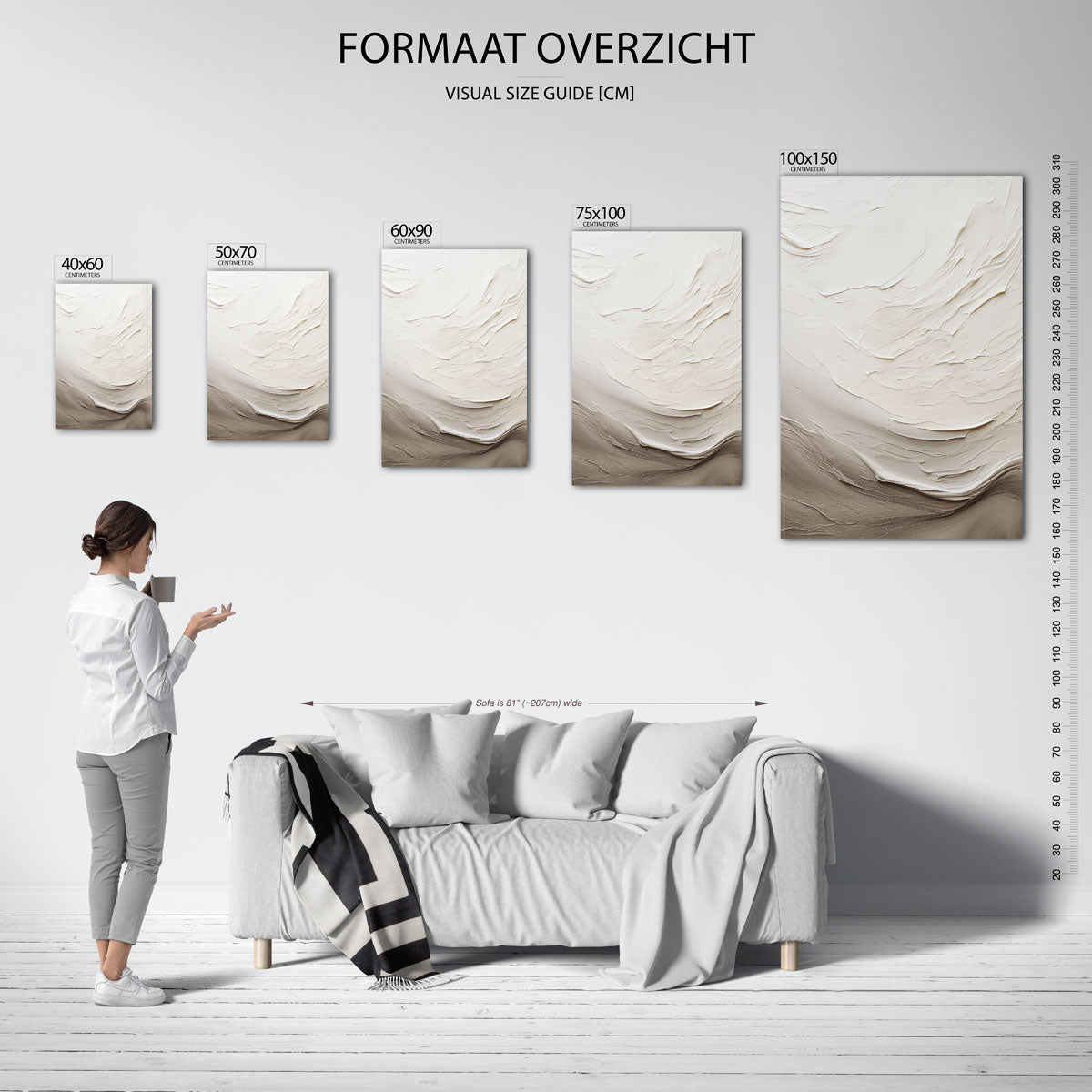 Golvende texturen – staand wanddecoratie kunstwerk
