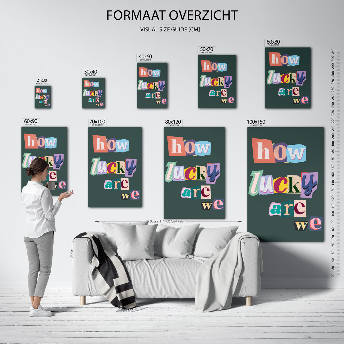 How lucky are we – staande muurposter in Pop Art stijl