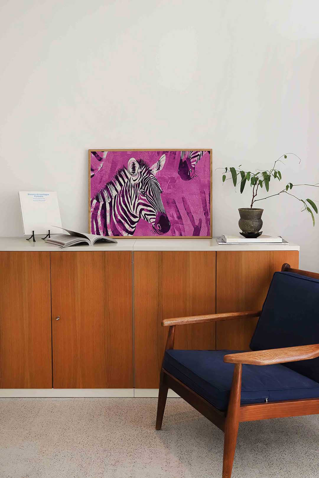 Zebra patroon – liggende dieren wanddecoratie van WallArtistic