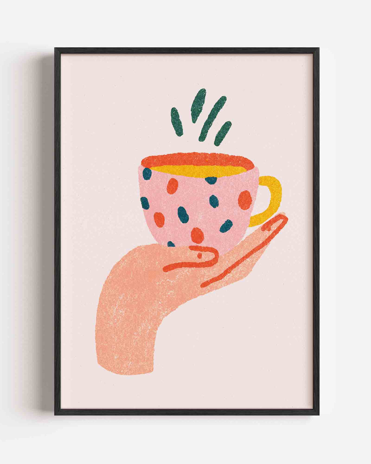 Hand met kopje – keuken portret poster als wanddecoratie