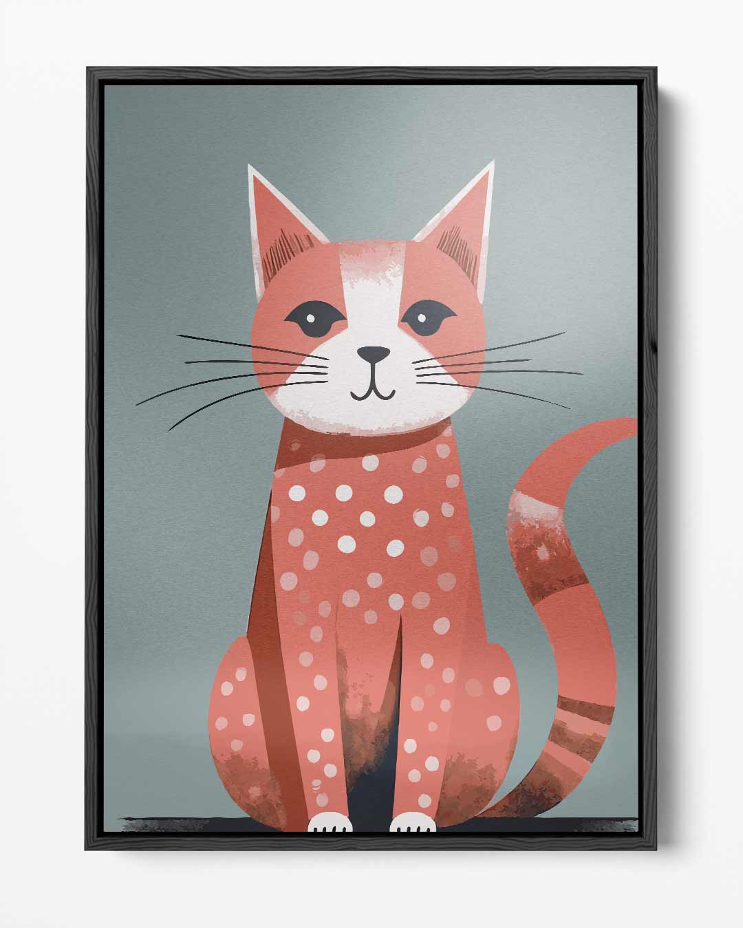 Vrolijke Gestipte Kat – portret kunstwerk als wanddecoratie