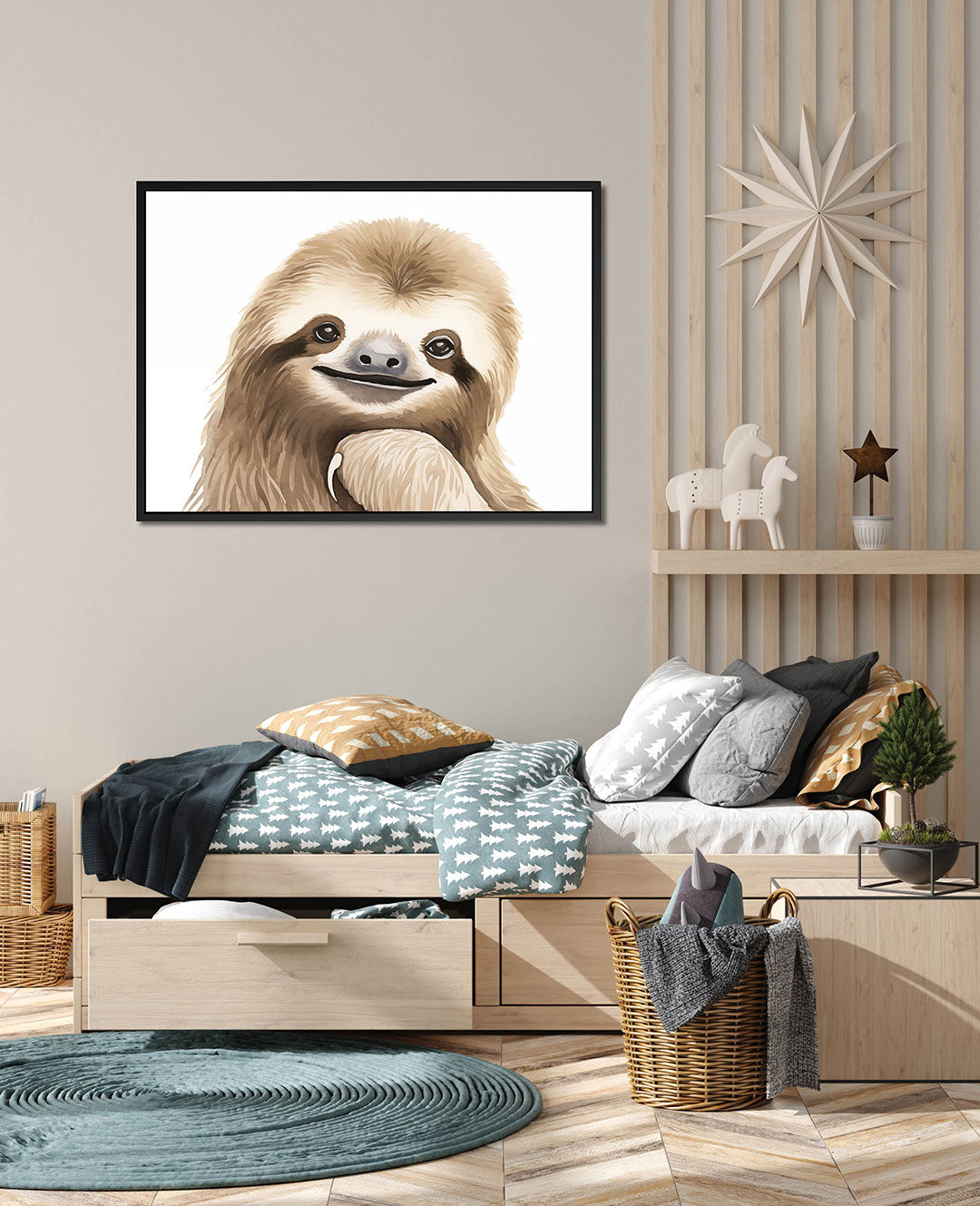 Vrolijke dierenportret – wanddecoratie in interieur