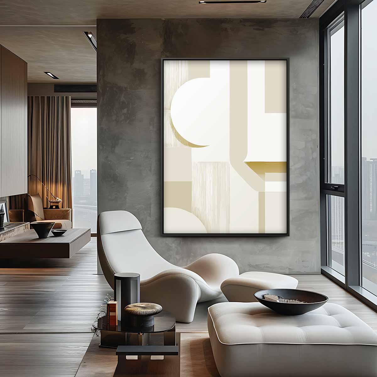 Abstracte Geometrische Druk – canvas wanddecoratie in portret formaat