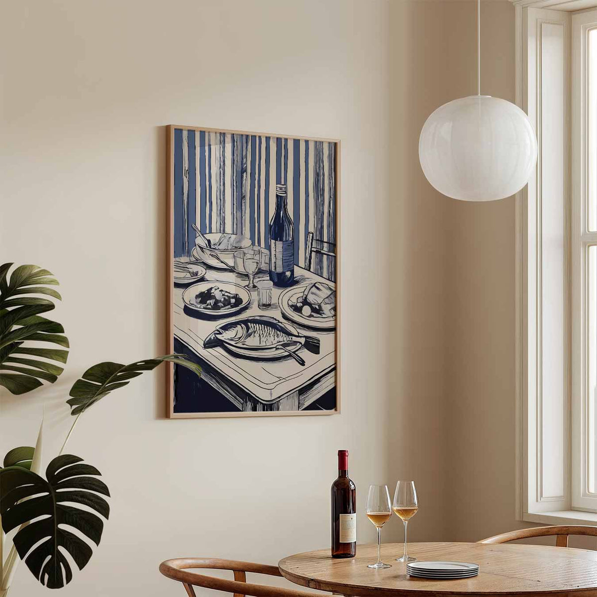 Stijlvolle Keukentafel – keukenposter in staand formaat