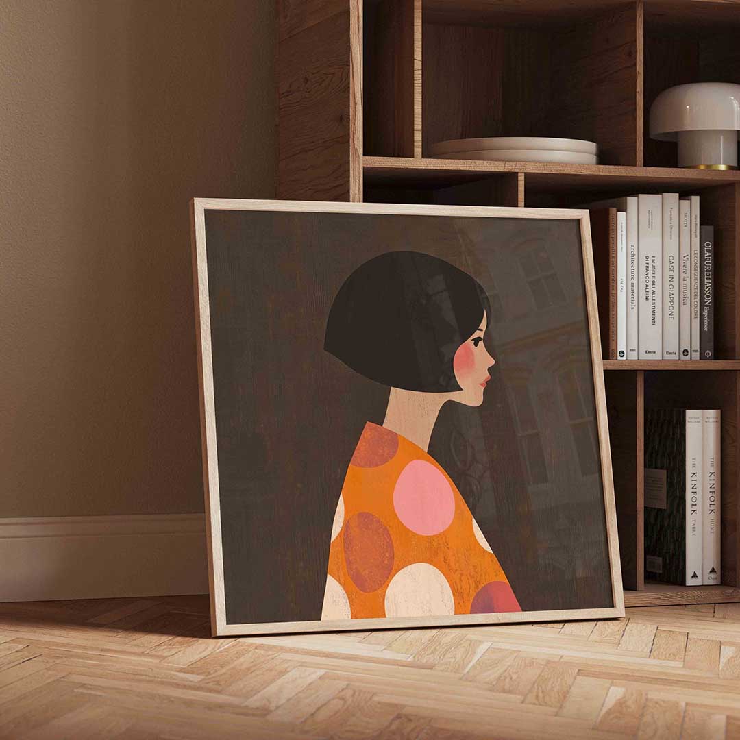 Vrouwelijk profiel – vierkante moderne wanddecoratie van WallArtistic