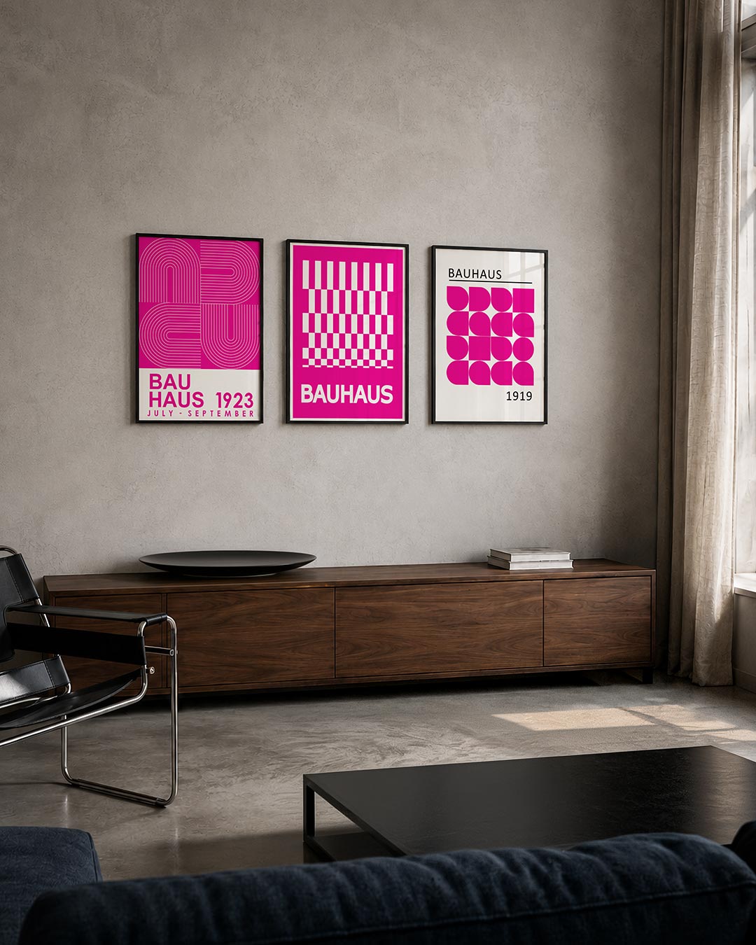 Lijnen en kleurvlakken driedelige posterset – deze posterset in drie delen toont een levendig spel van