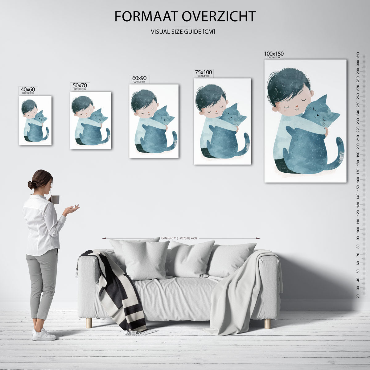 Knuffelende vrienden – staande wanddecoratie van WallArtistic