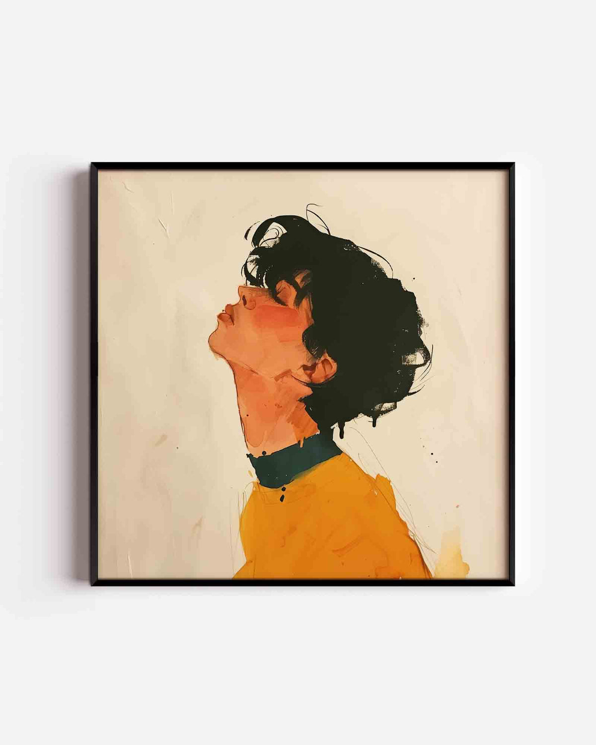 Zijwaarts kijkende persoon – design vierkante poster als wanddecoratie
