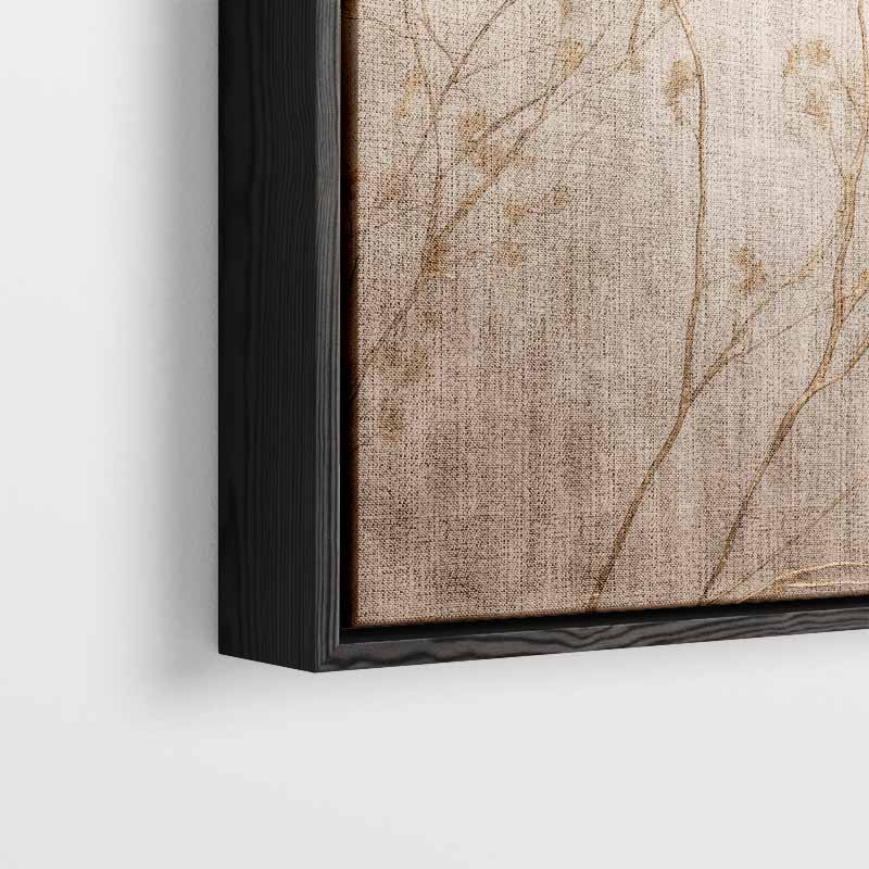 Gouden Takken in Mist – plexiglas kunstwerk als wanddecoratie