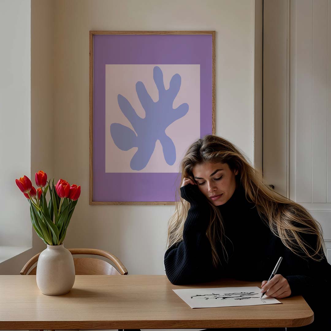 Speelse Bladvorm Abstract – staande muurposter met kleurrijke abstracte vormen