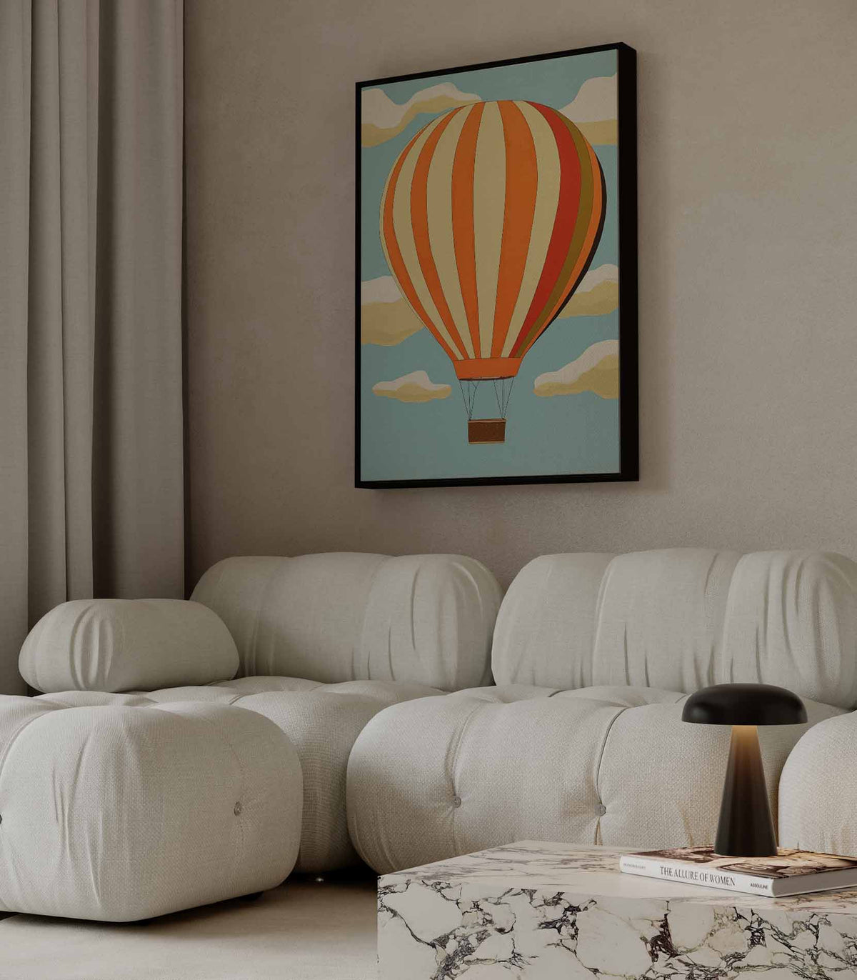 Vrolijke Luchtballon – staande wandkunst voor woonkamer of interieur