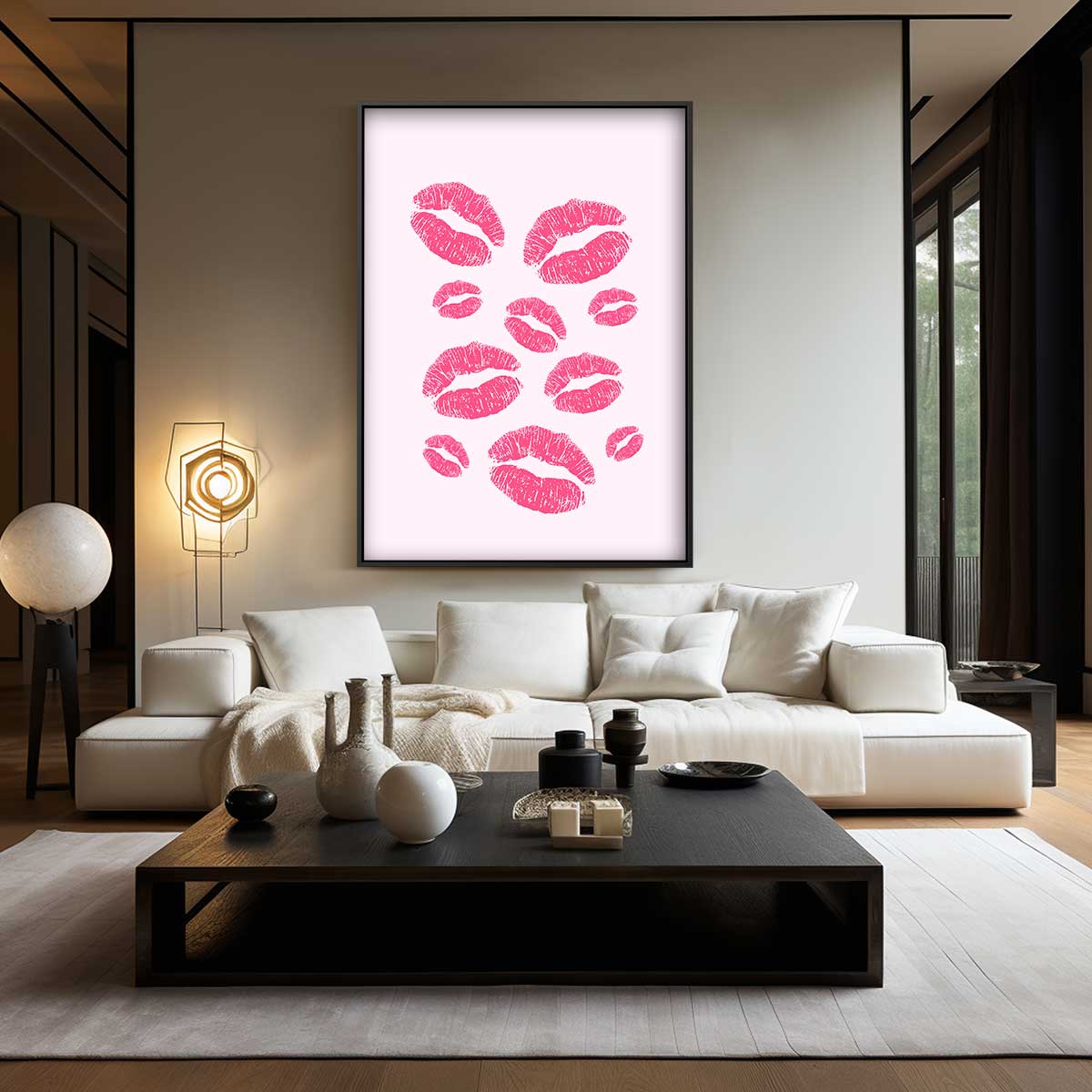 Lippenrood Kunstwerk – dibond wanddecoratie in staand formaat