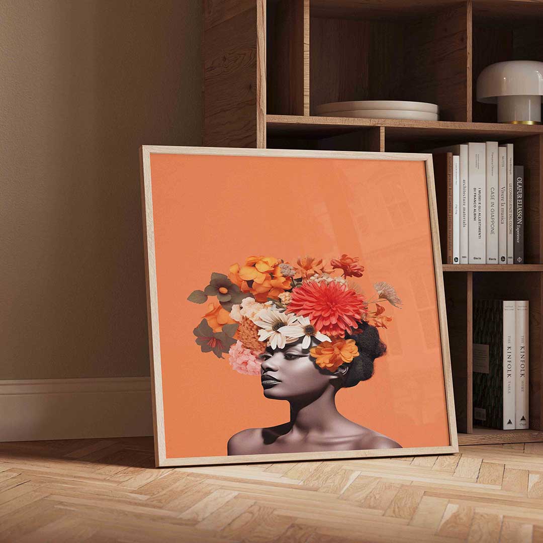 Bloemenhoofd – vierkante portret wanddecoratie van WallArtistic