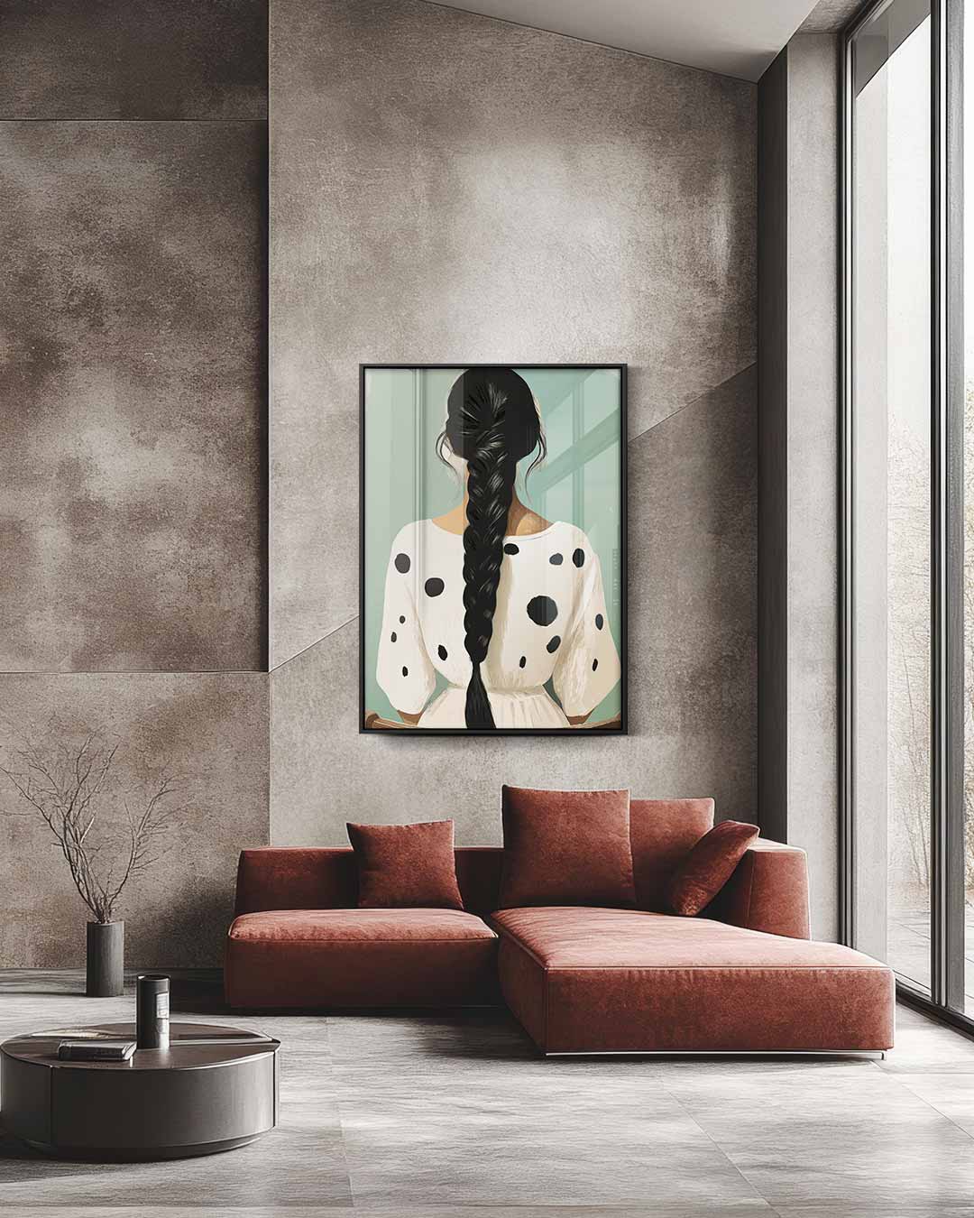 Meisje in Gepunte Jurk – staande wandkunst voor woonkamer of interieur