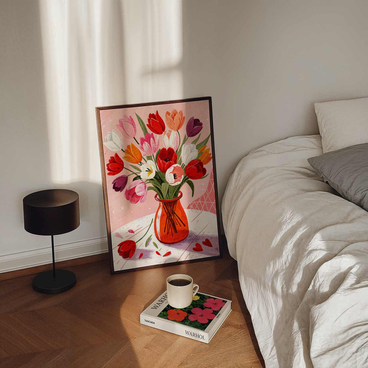 Vrolijke Tulpenbloesem – staande bloemen wanddecoratie van WallArtistic