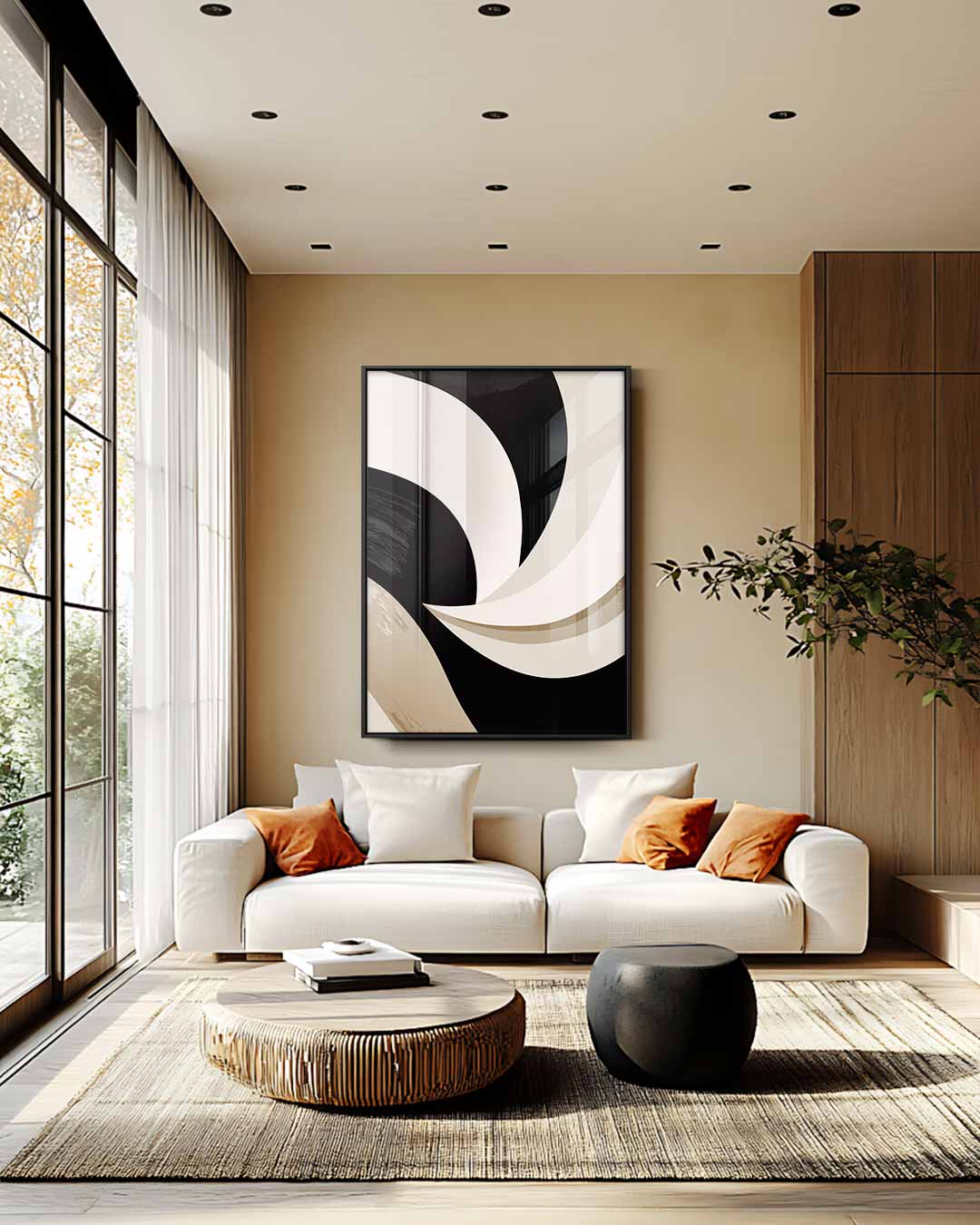 Organische Vormen in Beweging – staande wandkunst voor woonkamer of interieur