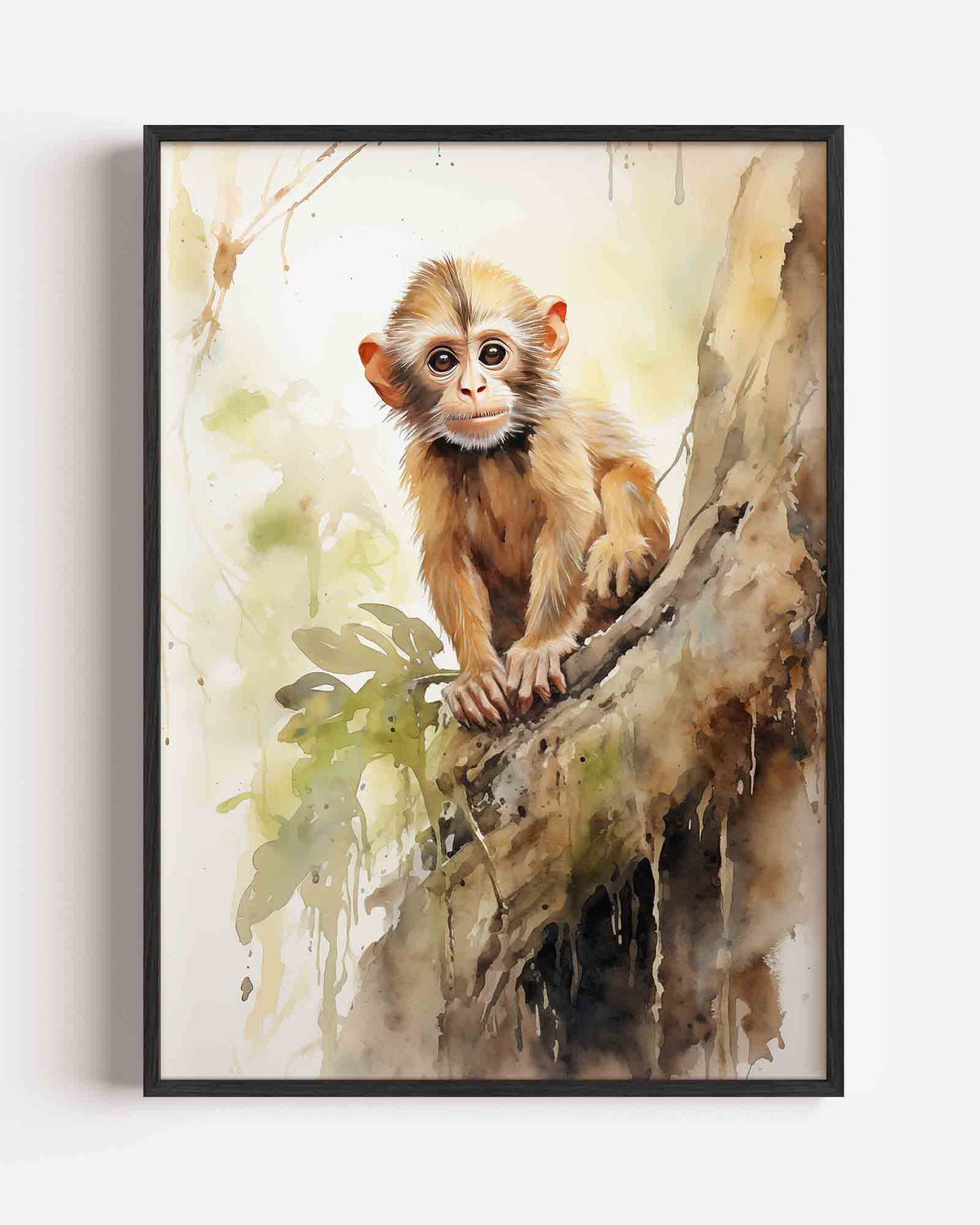 Jonge aap op boom – jungle portret poster als wanddecoratie