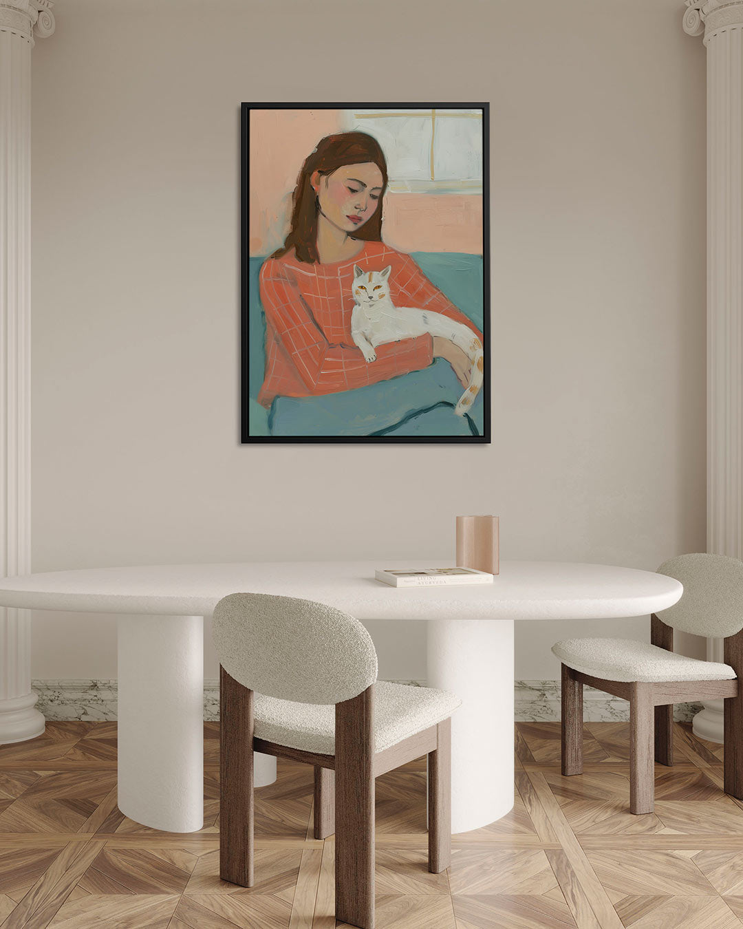 Vrouw met kat – alternatieve weergave van het kunstwerk