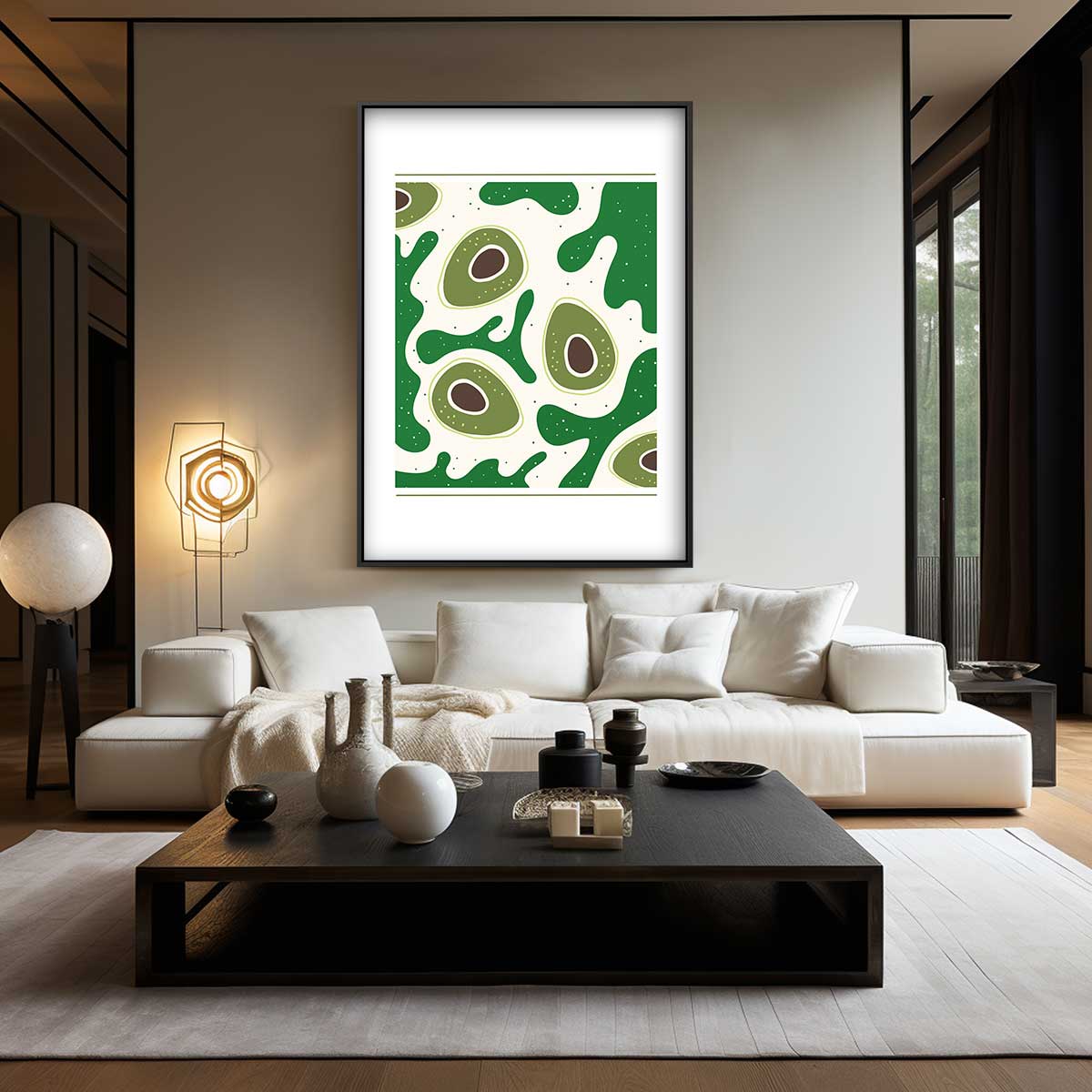 Avocado Droompatroon – kunstwerk met zwarte baklijst