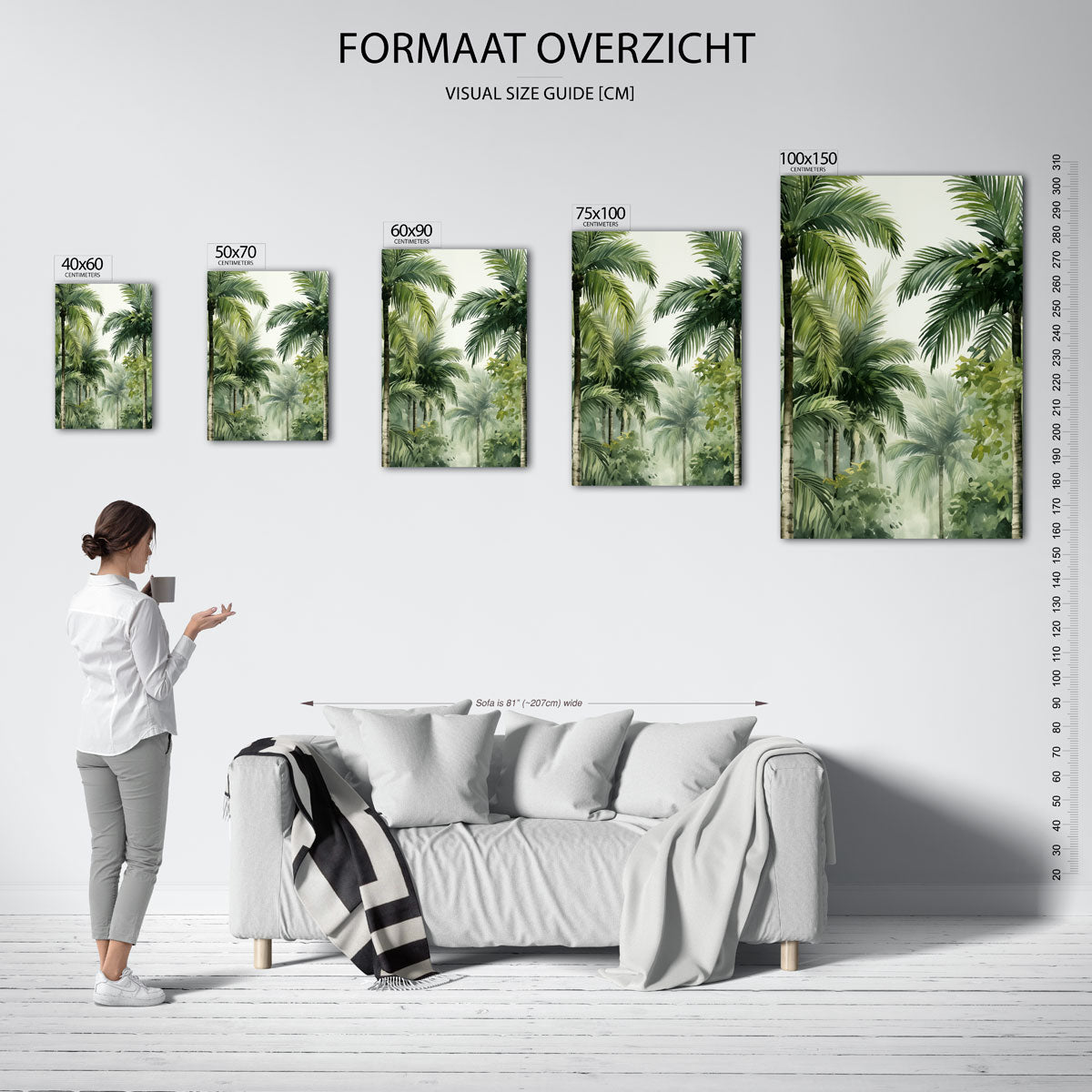 Tropische palmbomen – staand wanddecoratie kunstwerk