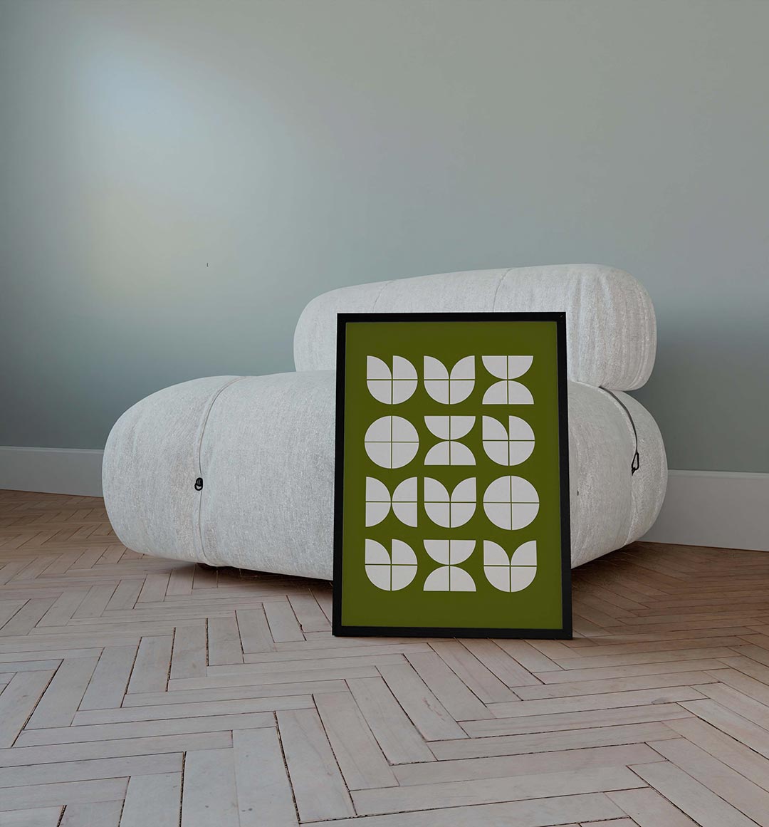 Vormritme en kleur – geometrische poster in Bauhaus-stijl van WallArtistic