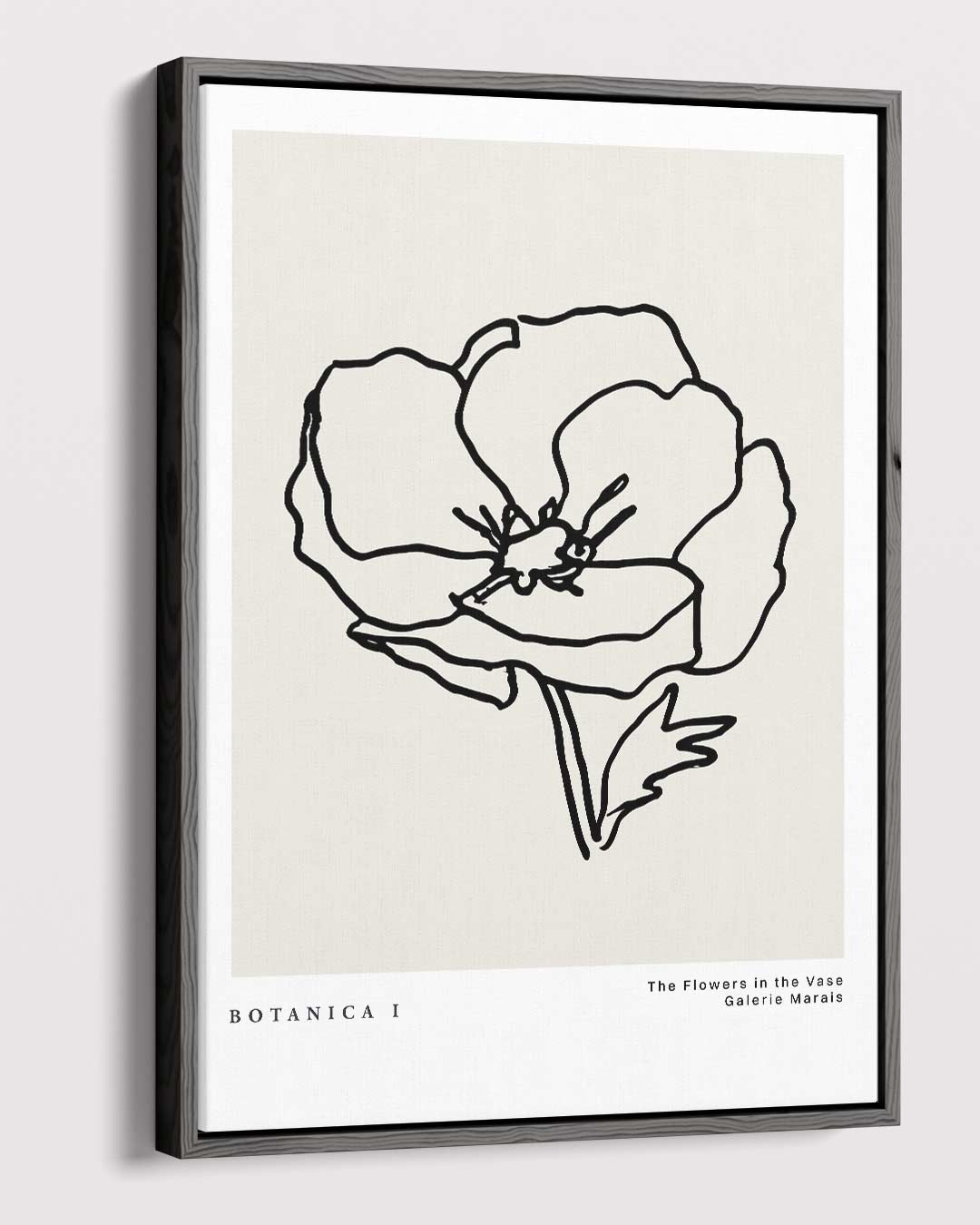 Elegante Lijntekening Bloem – canvas wanddecoratie in portret formaat