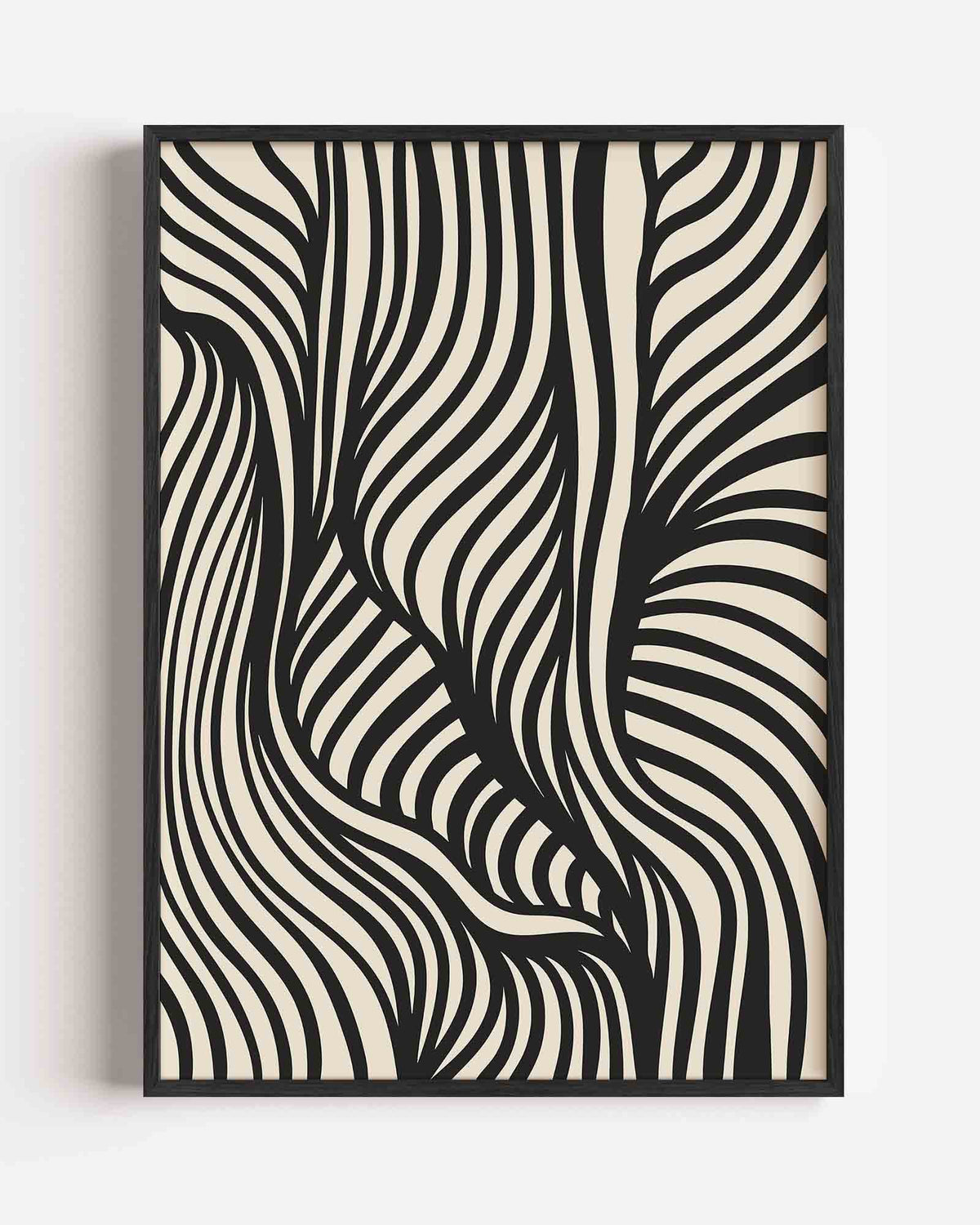 Zwart wit golvende lijnen – zacht abstracte portret poster als wanddecoratie