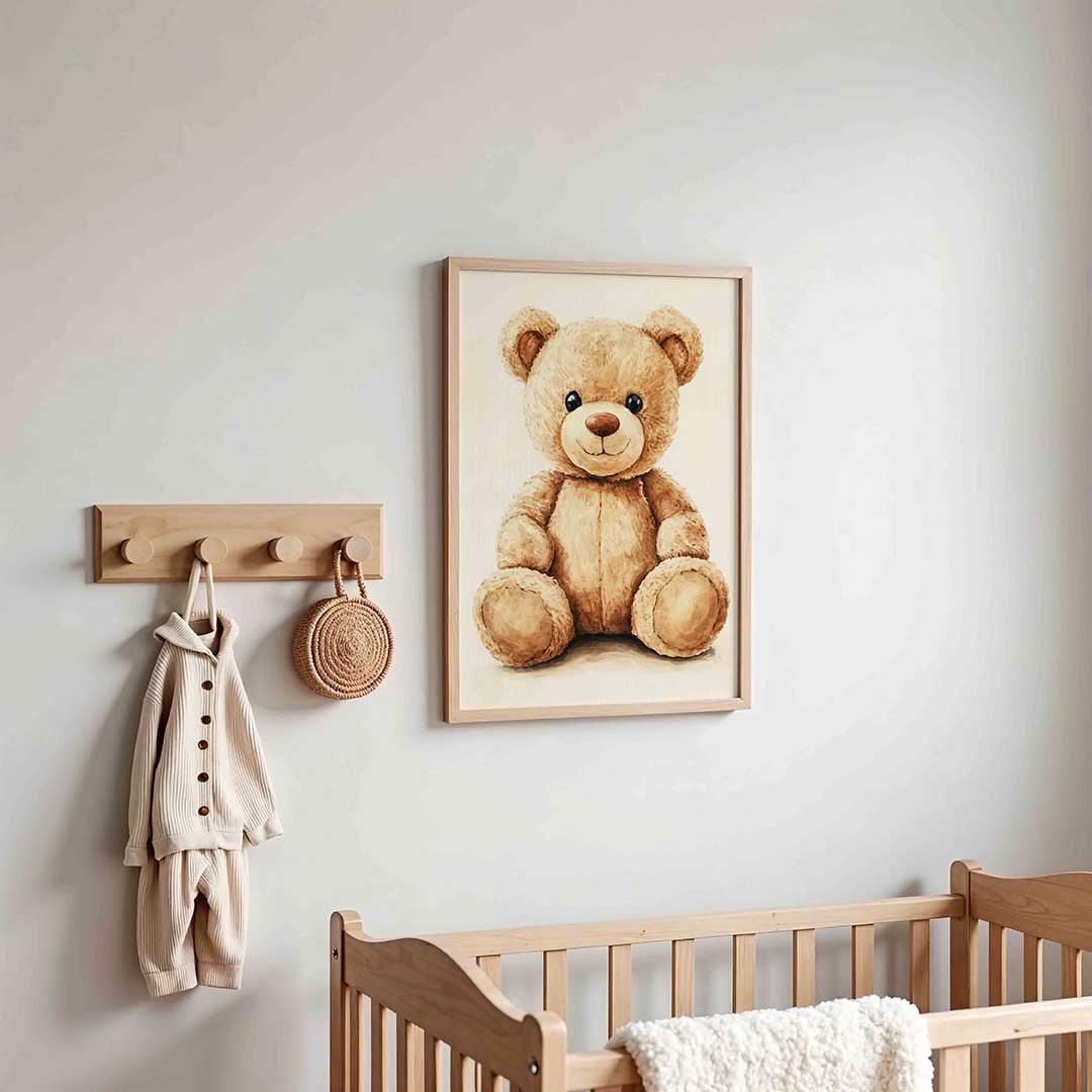 Zittende teddybeer – kinderposter in staand formaat