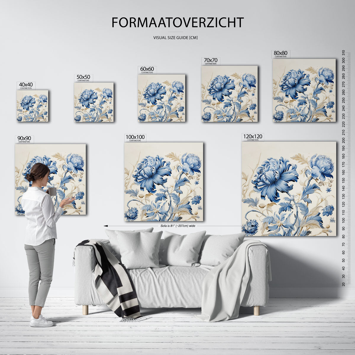 Blauwe bloemen – vierkante muurposter met bloemen