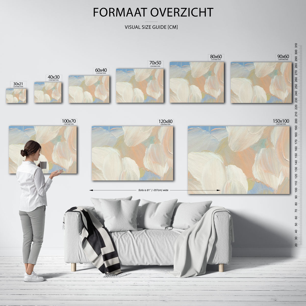 Abstracte penseelstreken – liggende muurposter met artistieke uitstraling