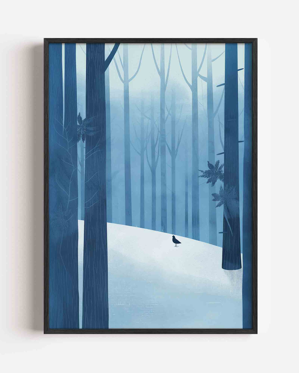 Winterbos met vogel – kids portret poster als wanddecoratie
