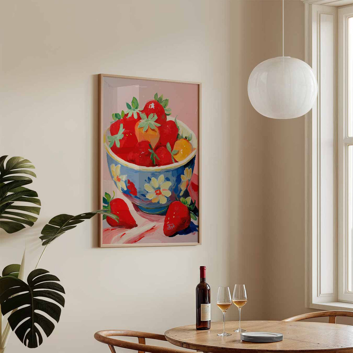 Zomerse Aardbeien – keukenposter in staand formaat
