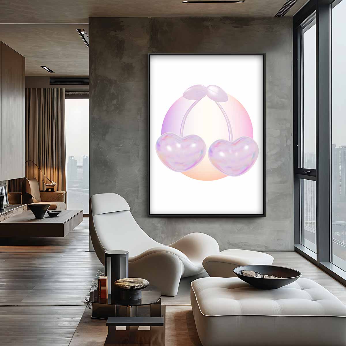 Glanzende Hartkersen – plexiglas kunstwerk als wanddecoratie
