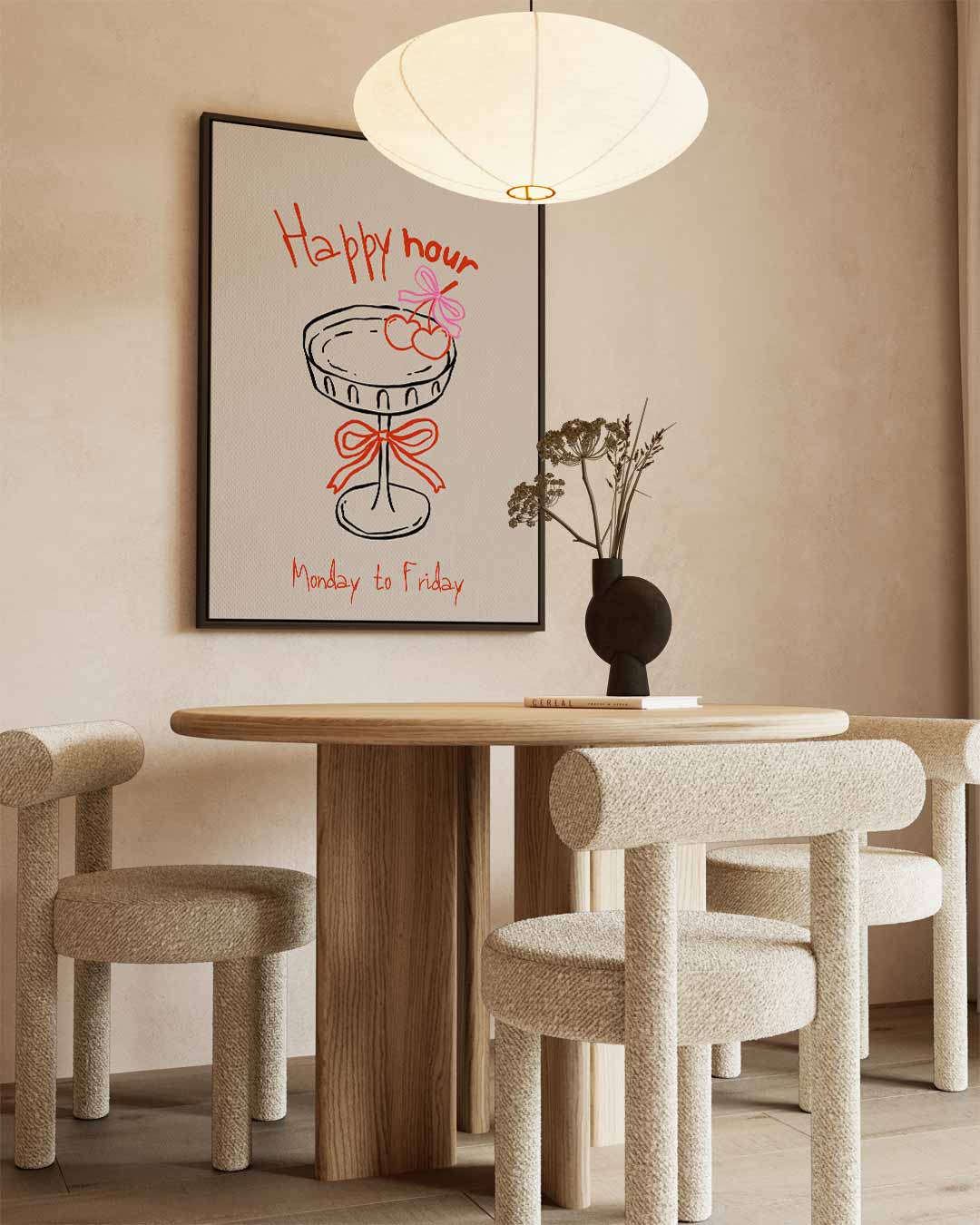 Happy Hour Illustratie – canvas wanddecoratie in portret formaat