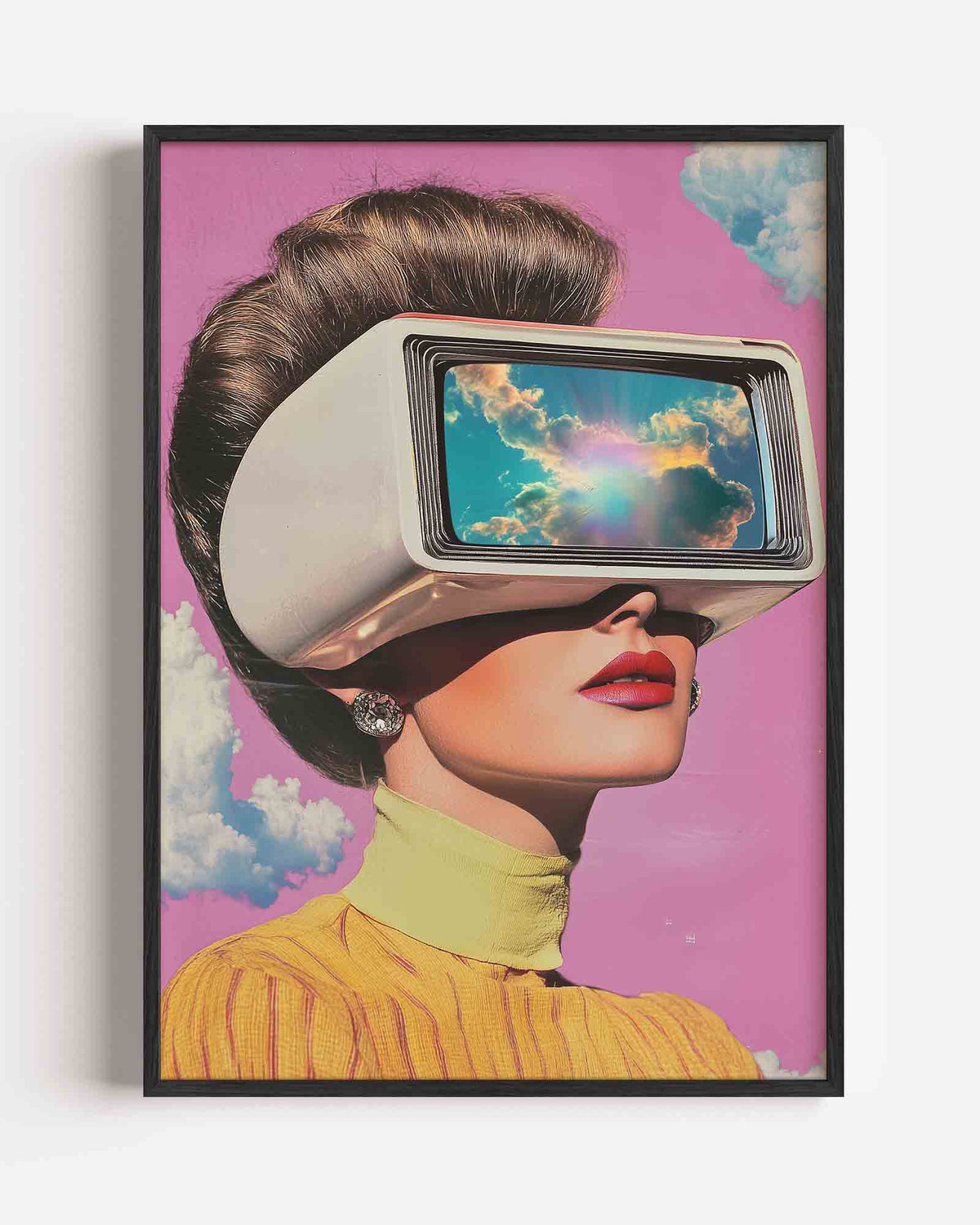 Vrouw met futuristische bril – surrealistische portret poster als wanddecoratie