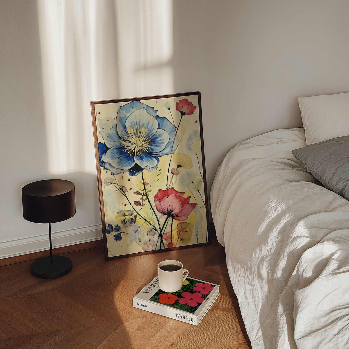 Bloemenpracht in Kleurrijke Harmonie – staande bloemen wanddecoratie van WallArtistic