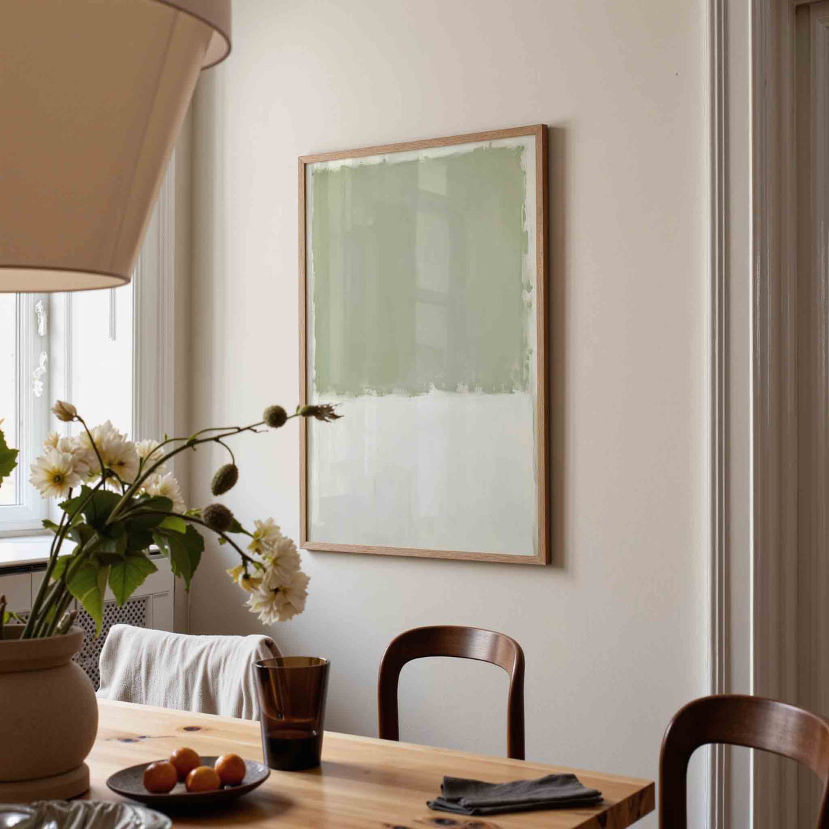 Groene en witte abstracte – kunst en design poster in portret formaat